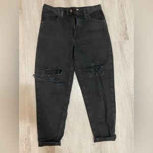 Levi's High Rise Black Distressed Mom Jeans